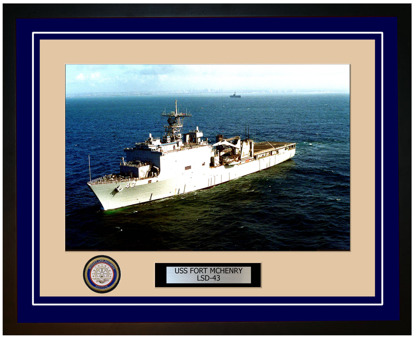 USS Fort McHenry LSD-43 Framed Navy Ship Photo Blue