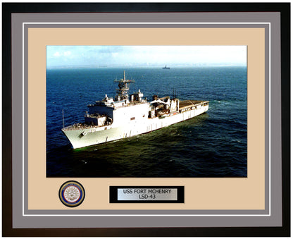 USS Fort McHenry LSD-43 Framed Navy Ship Photo Grey