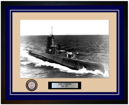 USS Cubera SS-347 Framed Navy Ship Photo Blue