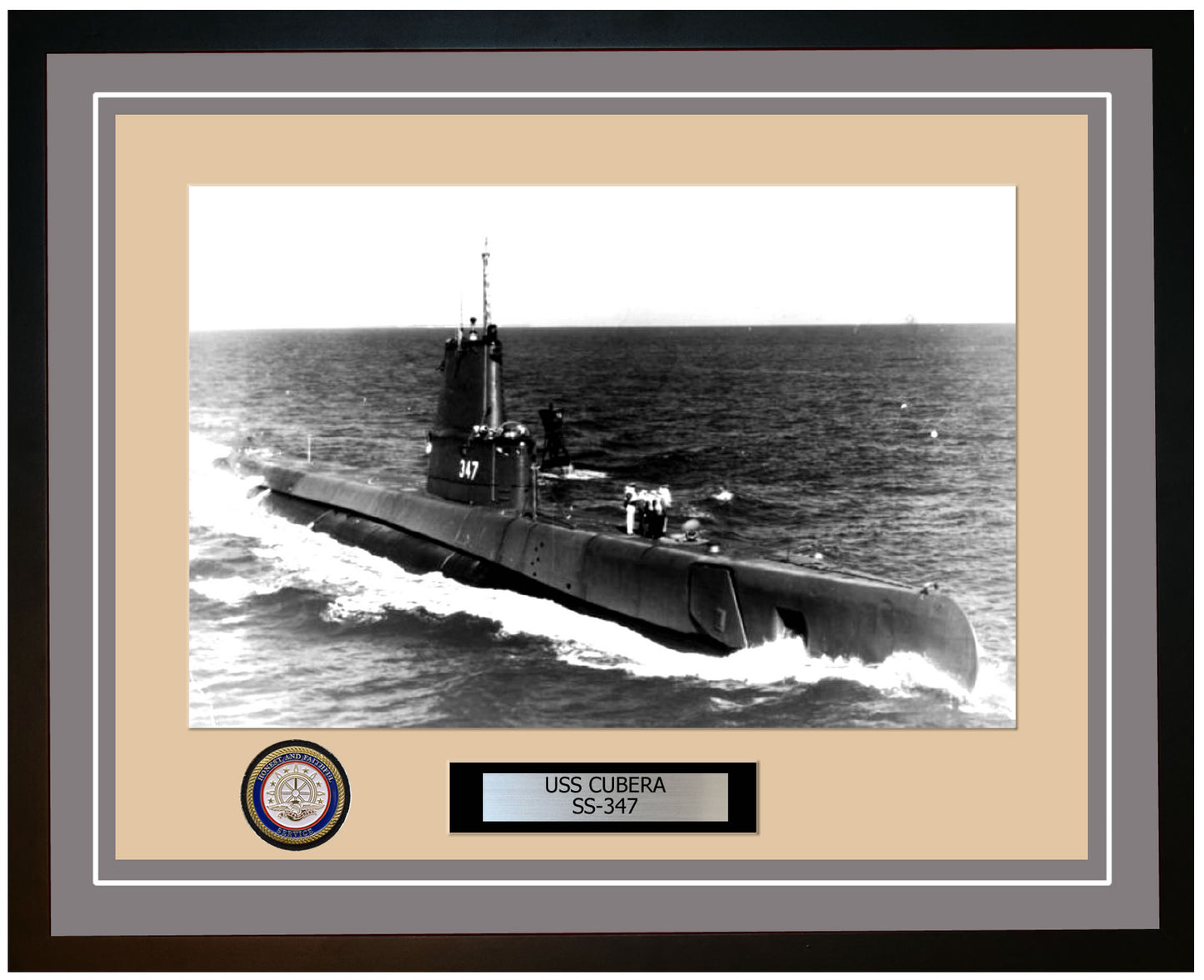 USS Cubera SS-347 Framed Navy Ship Photo Grey