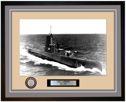 USS Cubera SS-347 Framed Navy Ship Photo Grey