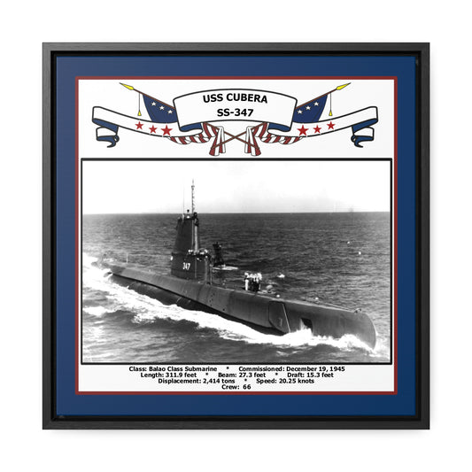 USS Cubera SS-347 Navy Floating Frame Photo Front View