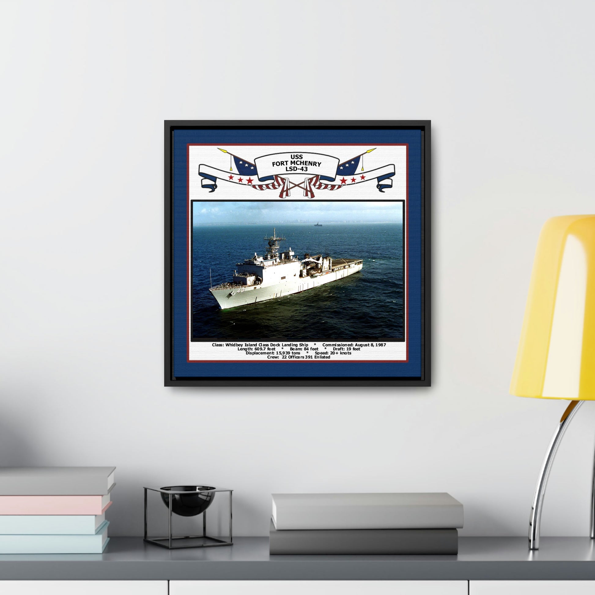 USS Fort Mchenry LSD-43 Navy Floating Frame Photo Desk View