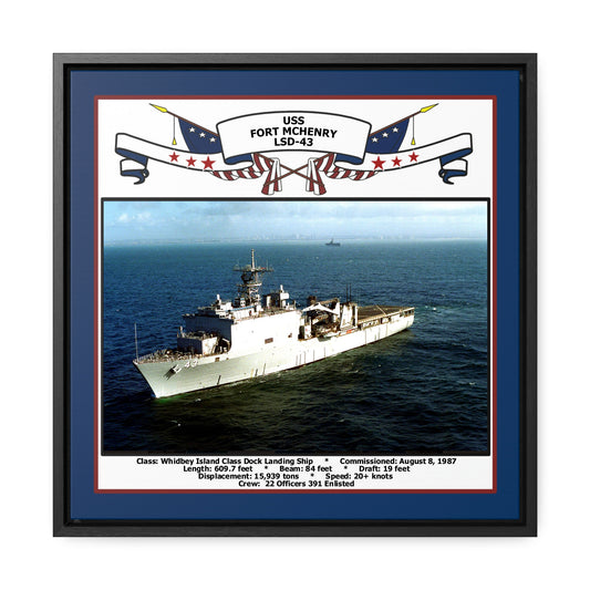 USS Fort Mchenry LSD-43 Navy Floating Frame Photo Front View