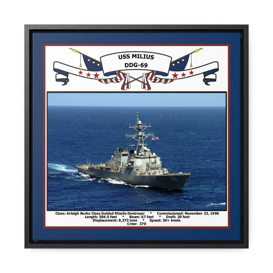 USS Milius DDG-69 Navy Floating Frame Photo Front View