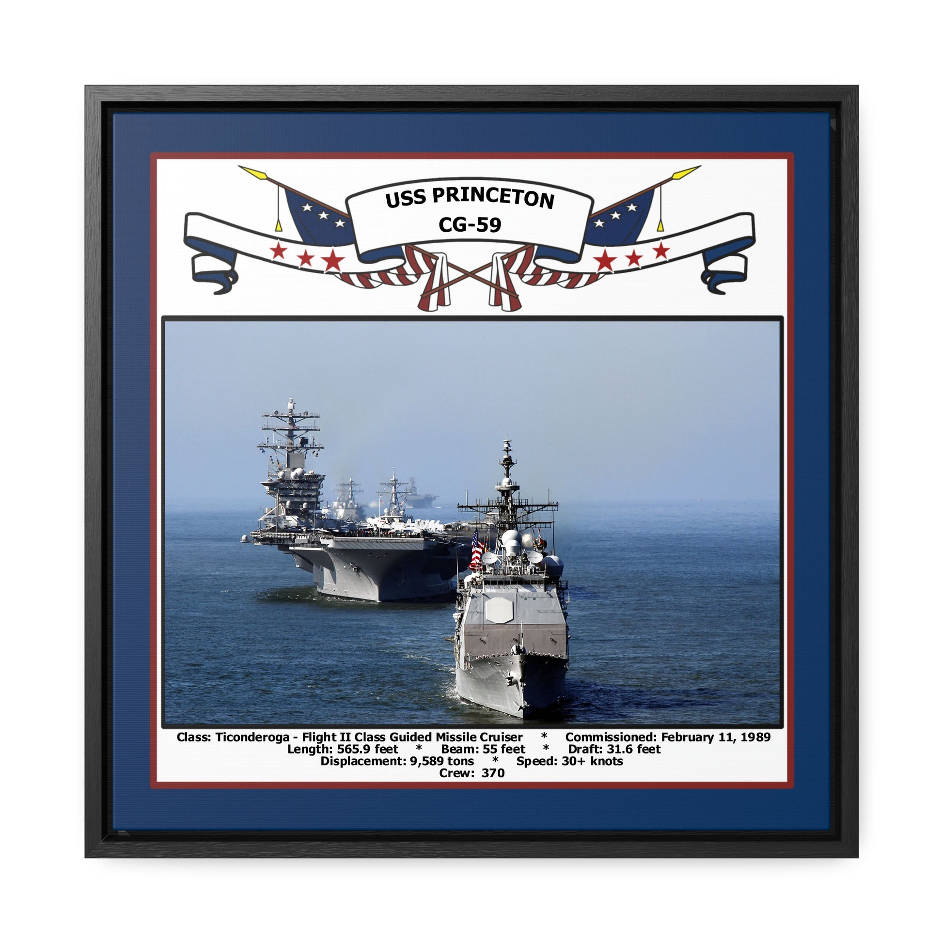 USS Princeton CG-59 Navy Floating Frame Photo Front View