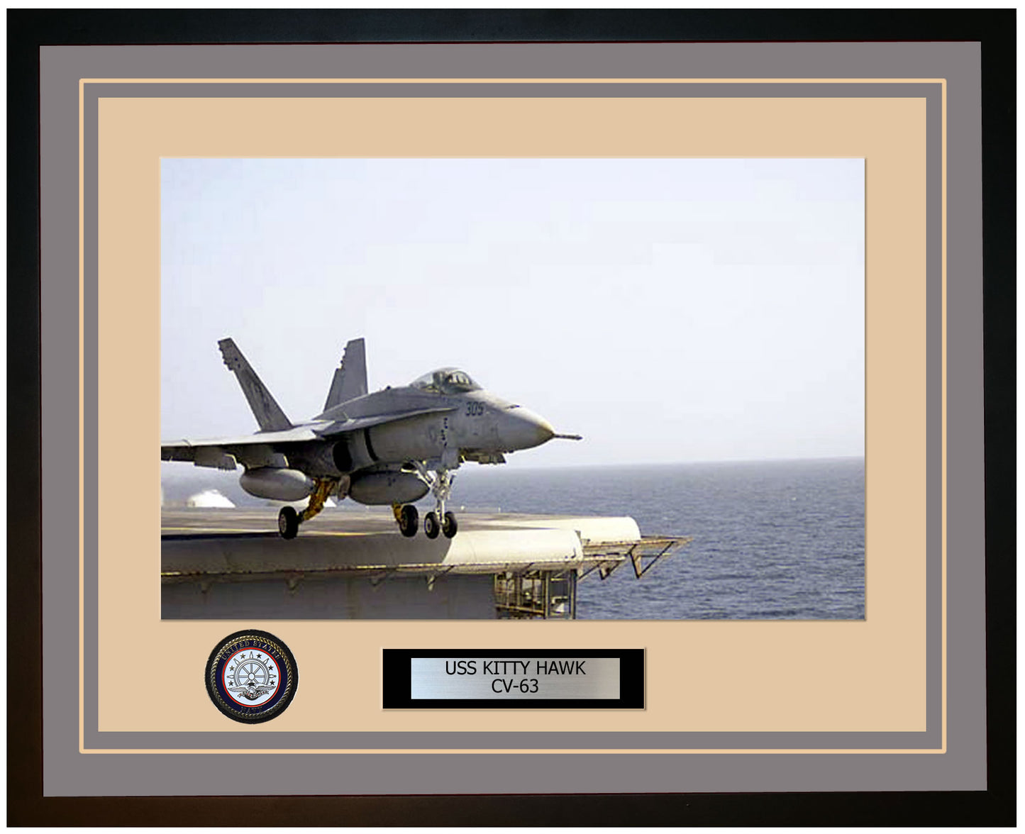 USS KITTY HAWK CV-63 Framed Navy Ship Photo Grey