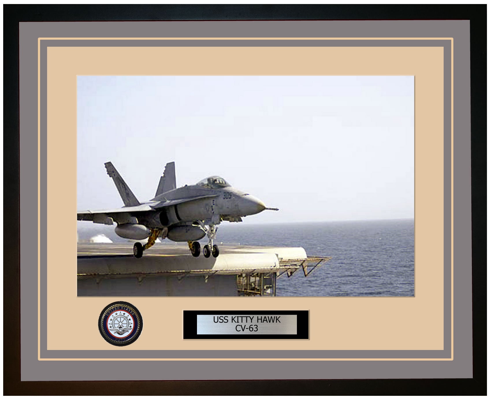 USS KITTY HAWK CV-63 Framed Navy Ship Photo Grey