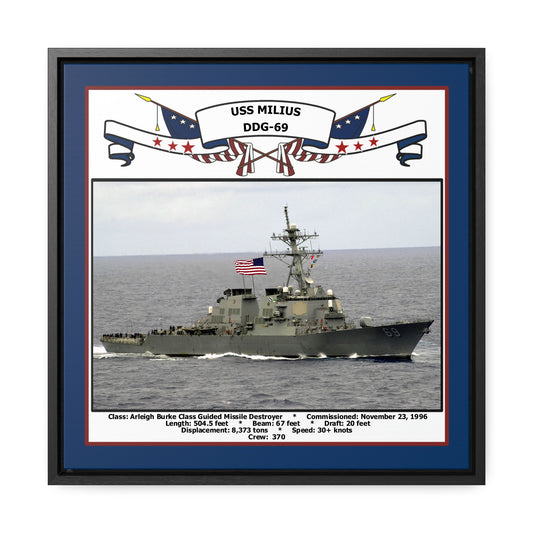 USS Milius DDG-69 Navy Floating Frame Photo Front View