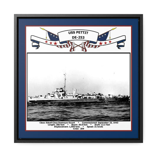 USS Pettit DE-253 Navy Floating Frame Photo Front View