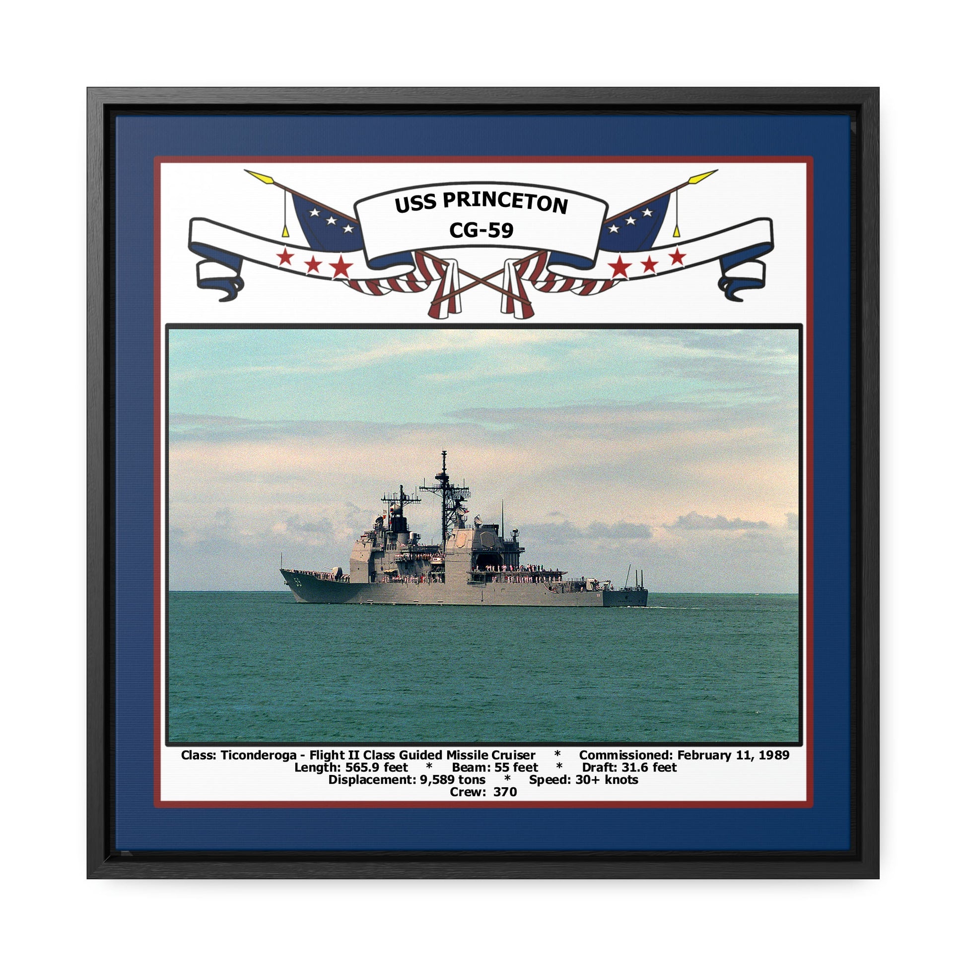 USS Princeton CG-59 Navy Floating Frame Photo Front View