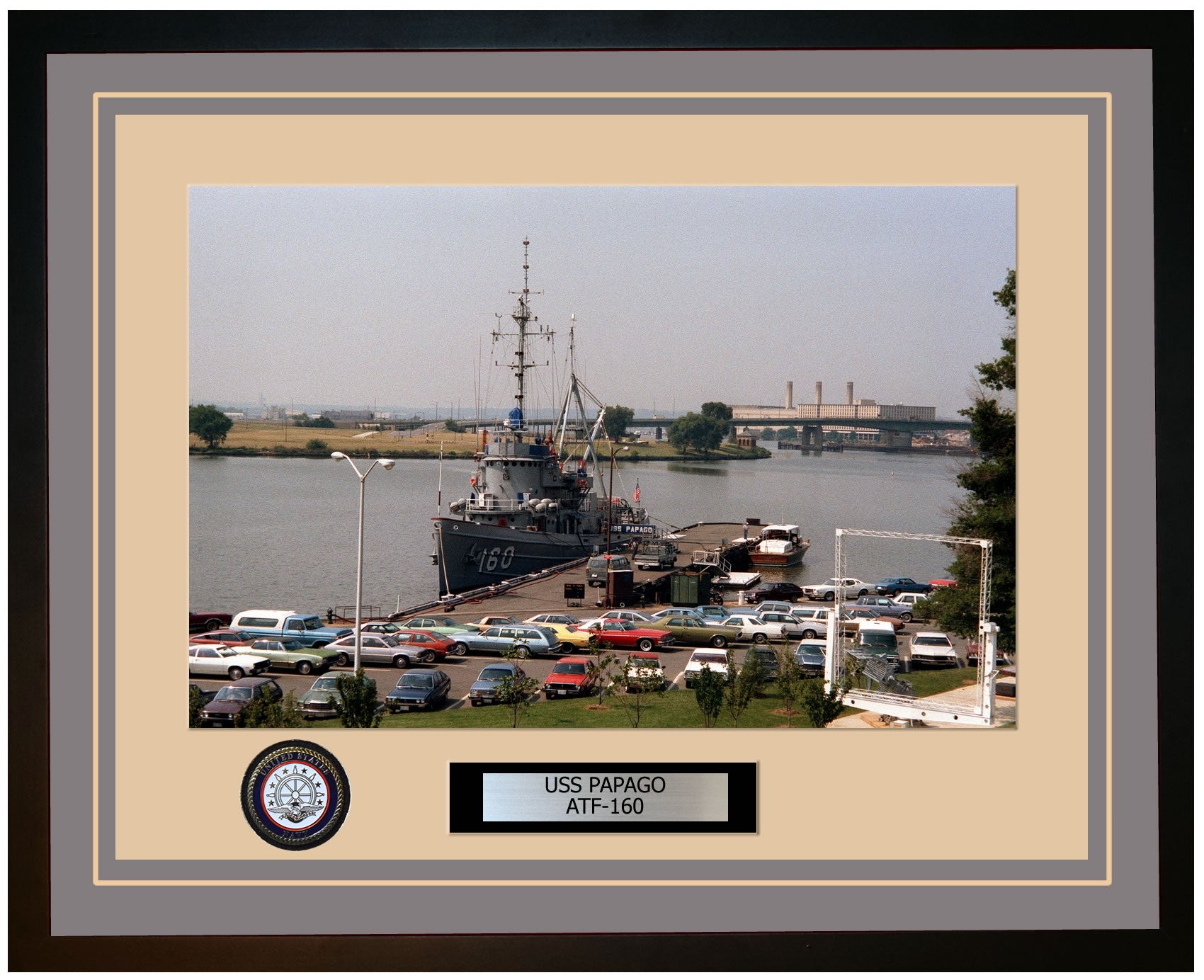 USS PAPAGO ATF-160 Framed Navy Ship Photo Grey