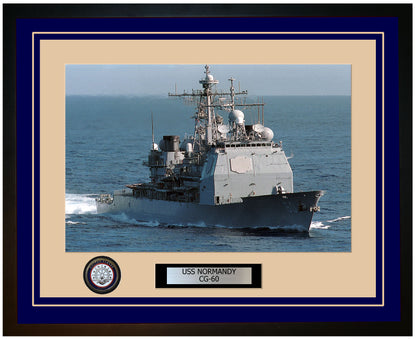 USS NORMANDY CG-60 Framed Navy Ship Photo Blue
