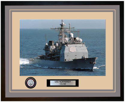 USS NORMANDY CG-60 Framed Navy Ship Photo Grey