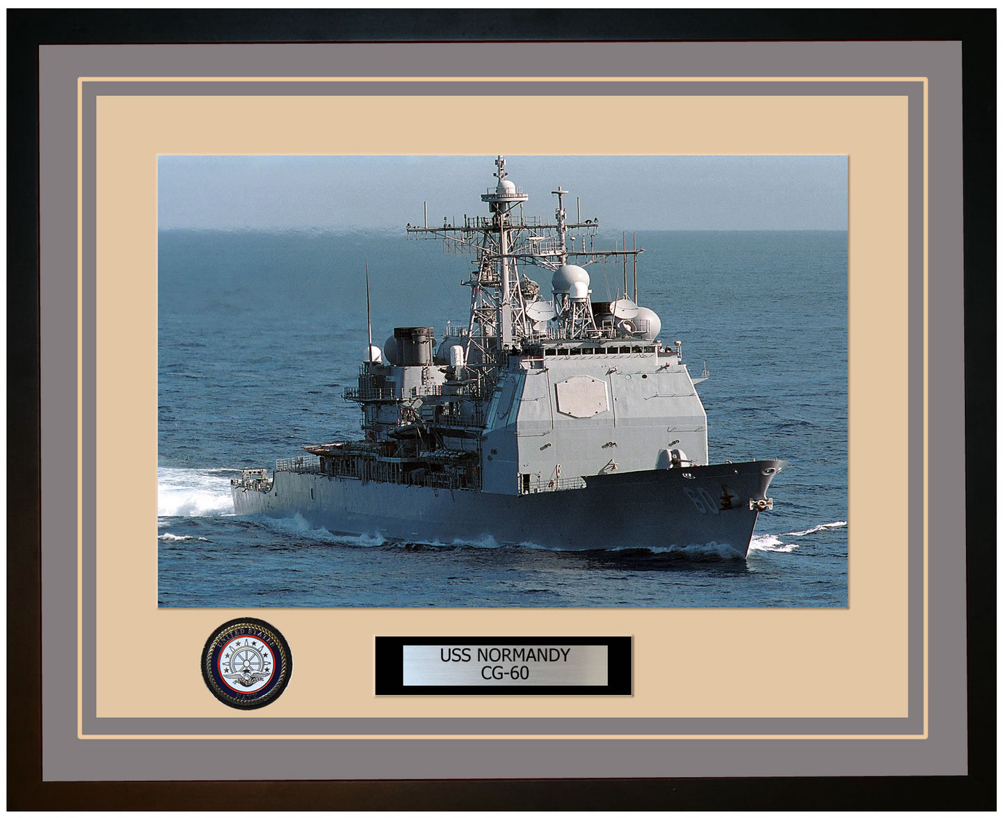 USS NORMANDY CG-60 Framed Navy Ship Photo Grey