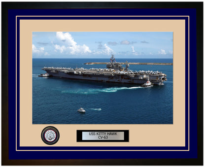 USS KITTY HAWK CV-63 Framed Navy Ship Photo Blue