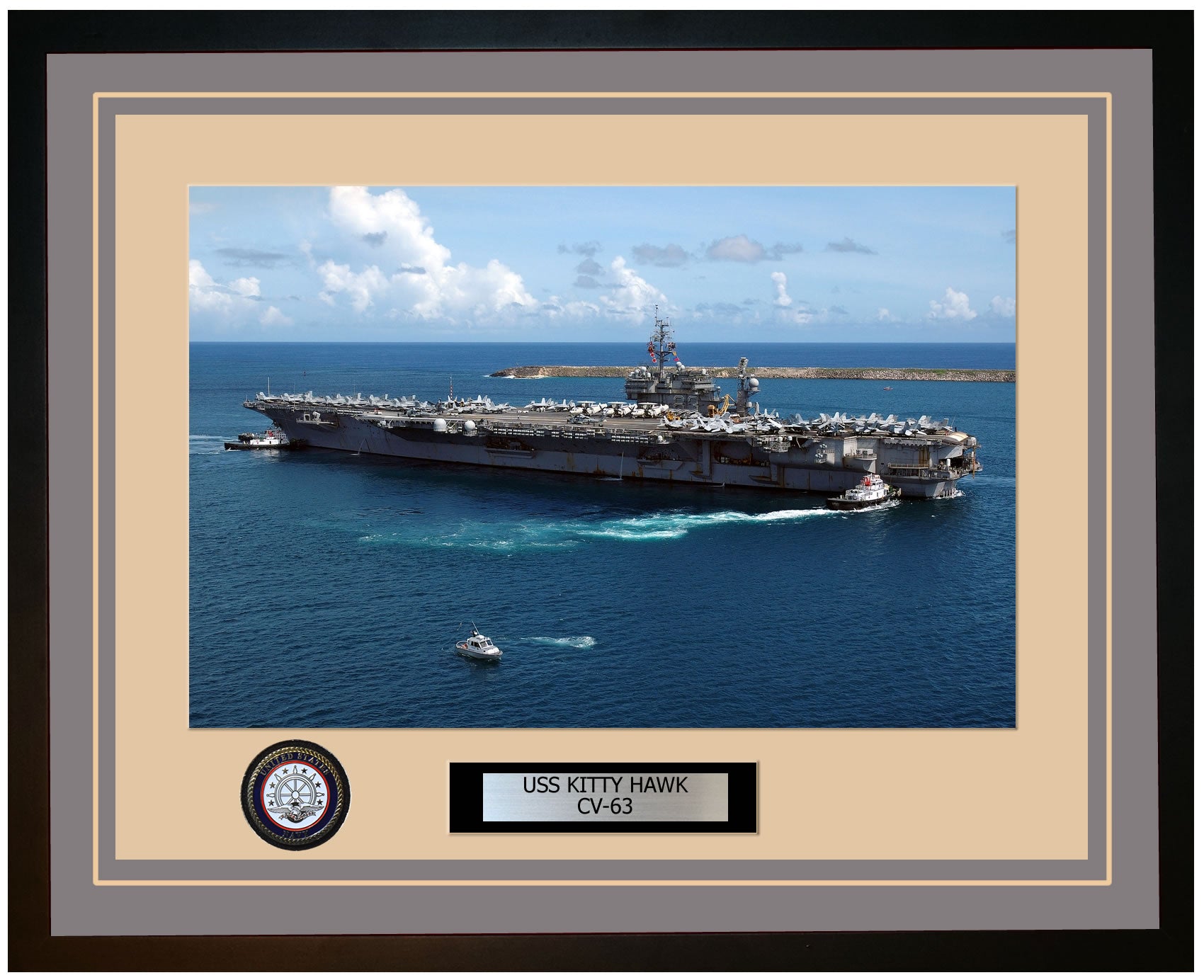 USS KITTY HAWK CV-63 Framed Navy Ship Photo Grey