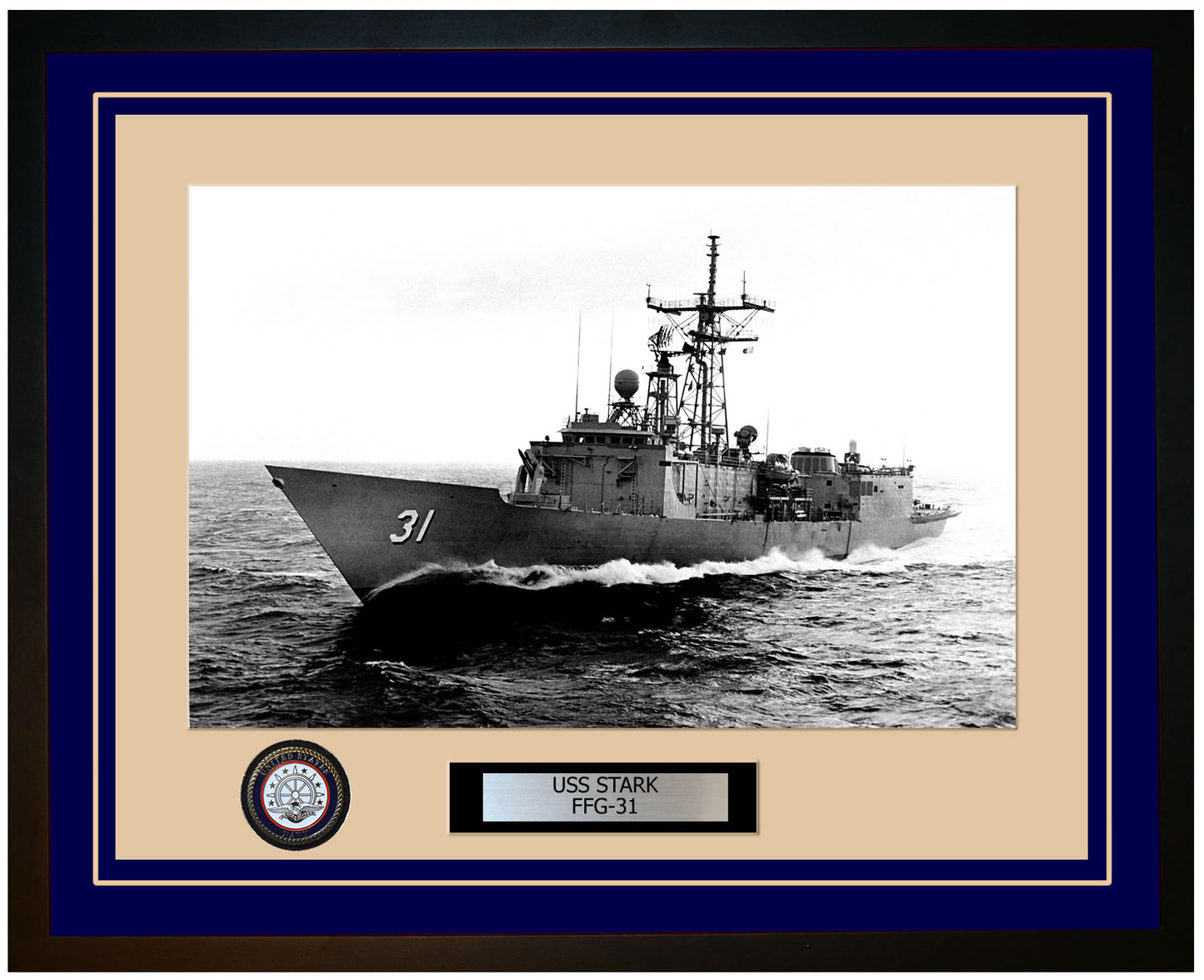 USS STARK FFG-31 Framed Navy Ship Photo Blue