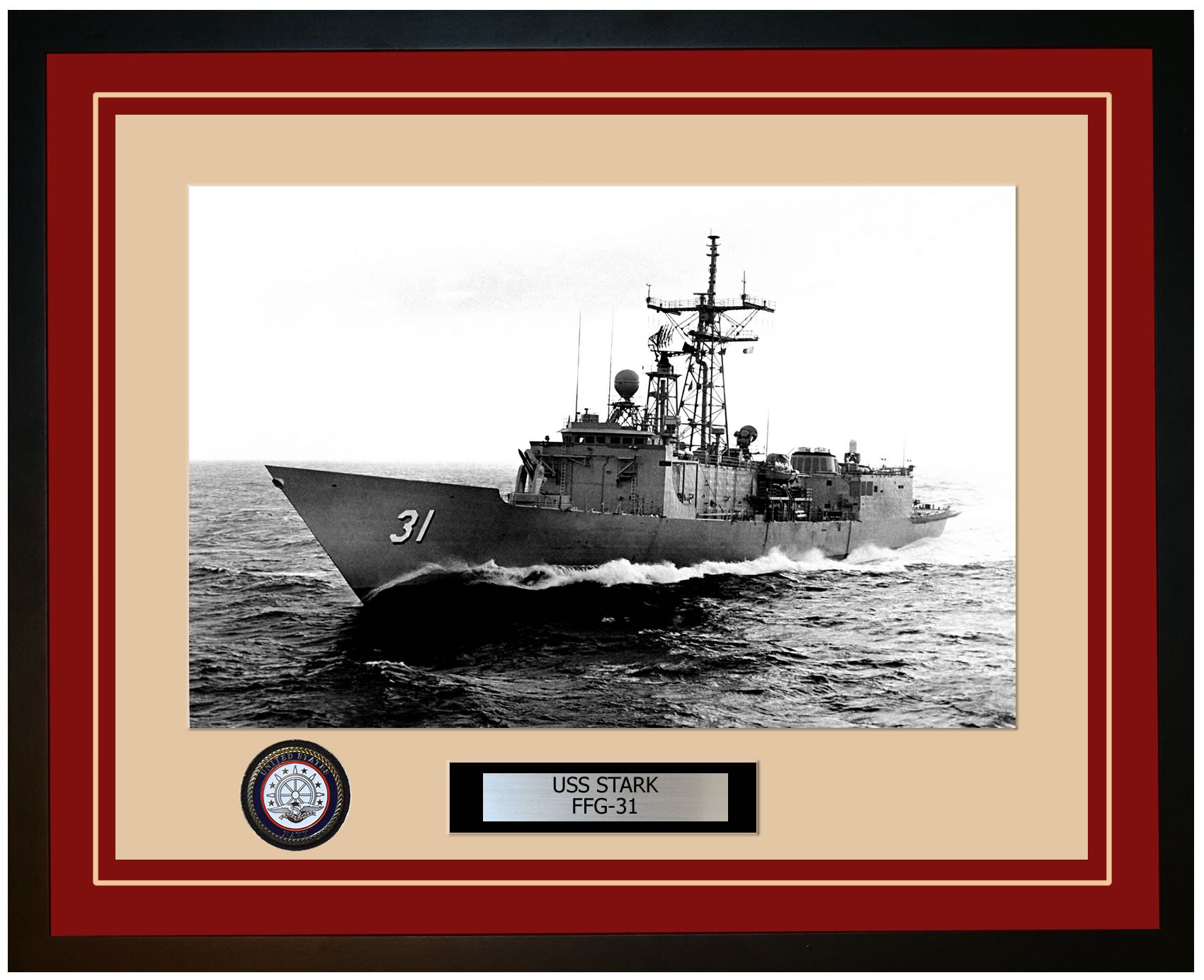 USS STARK FFG-31 Framed Navy Ship Photo Burgundy