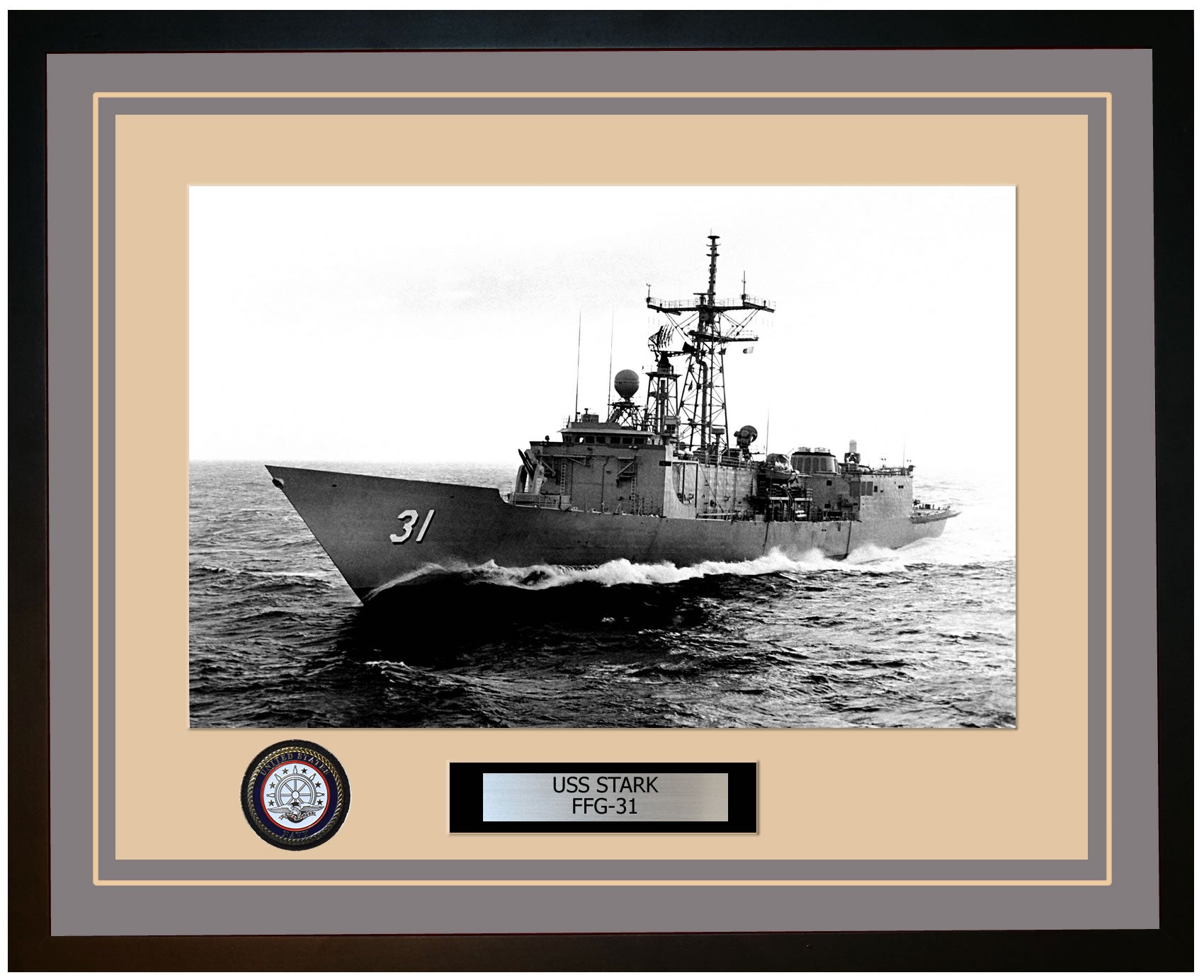 USS STARK FFG-31 Framed Navy Ship Photo Grey