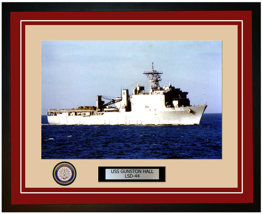USS Gunston Hall LSD-44 Framed Navy Ship Photo Burgundy