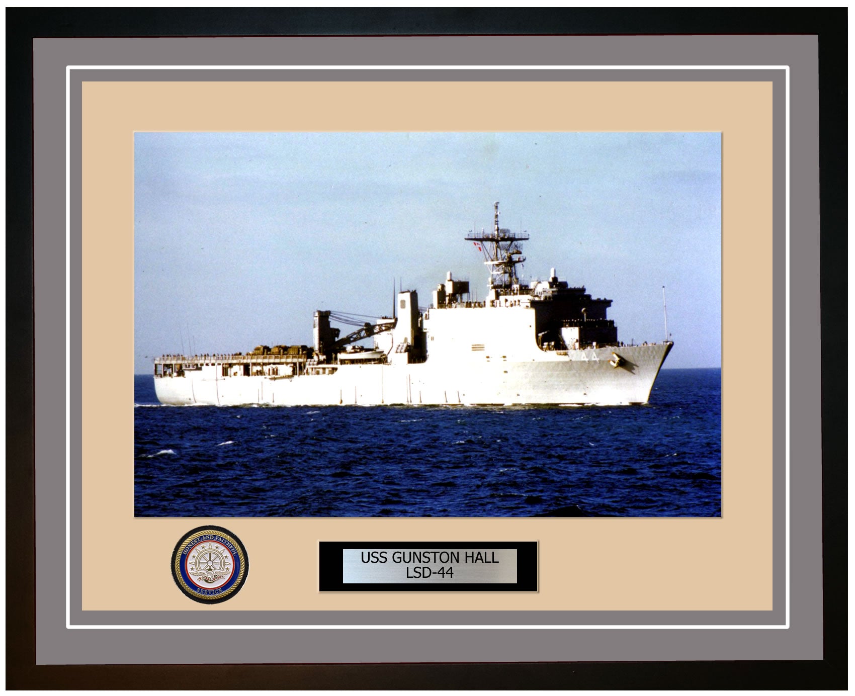 USS Gunston Hall LSD-44 Framed Navy Ship Photo Grey