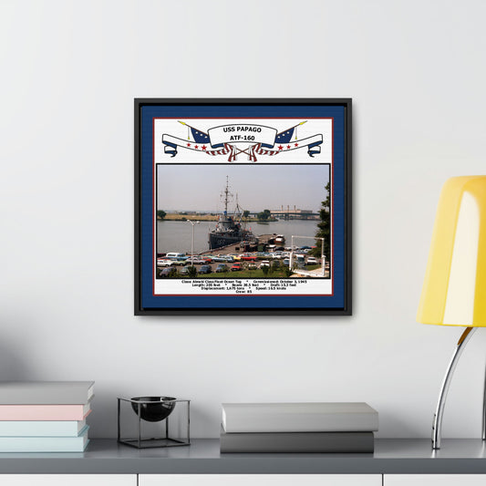 USS Papago ATF-160 Navy Floating Frame Photo Desk View