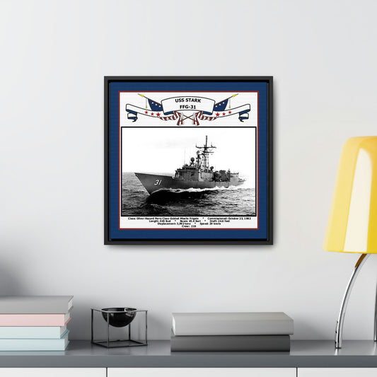 USS Stark FFG-31 Navy Floating Frame Photo Desk View