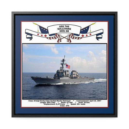 USS The Sullivans DDG-68 Navy Floating Frame Photo Front View