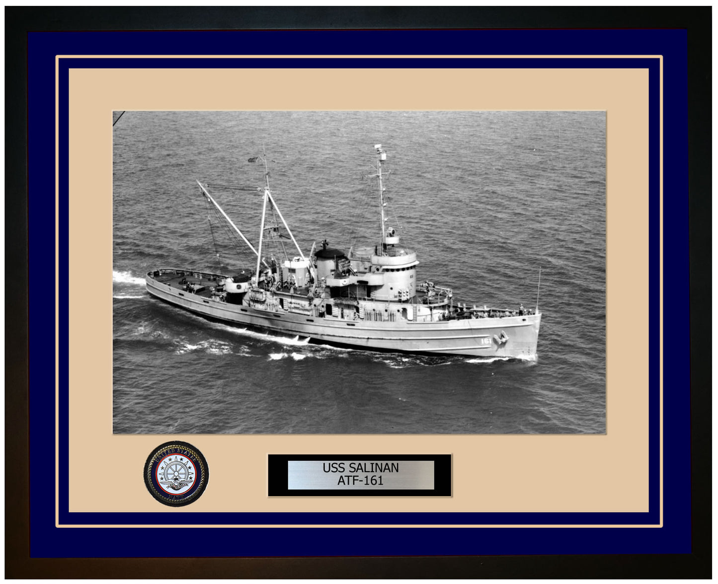 USS SALINAN ATF-161 Framed Navy Ship Photo Blue