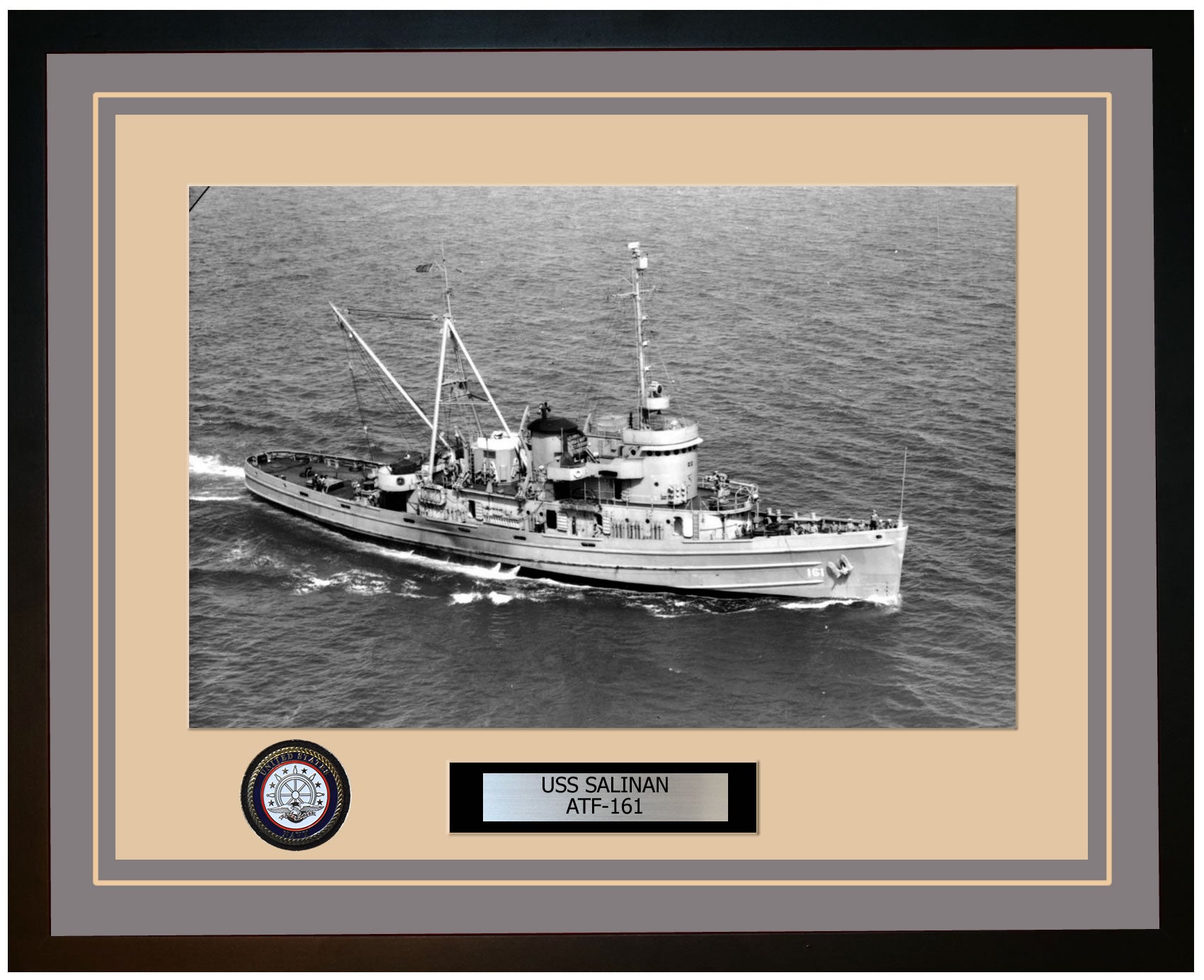USS SALINAN ATF-161 Framed Navy Ship Photo Grey