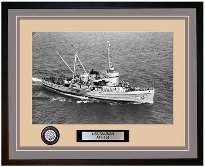 USS SALINAN ATF-161 Framed Navy Ship Photo Grey