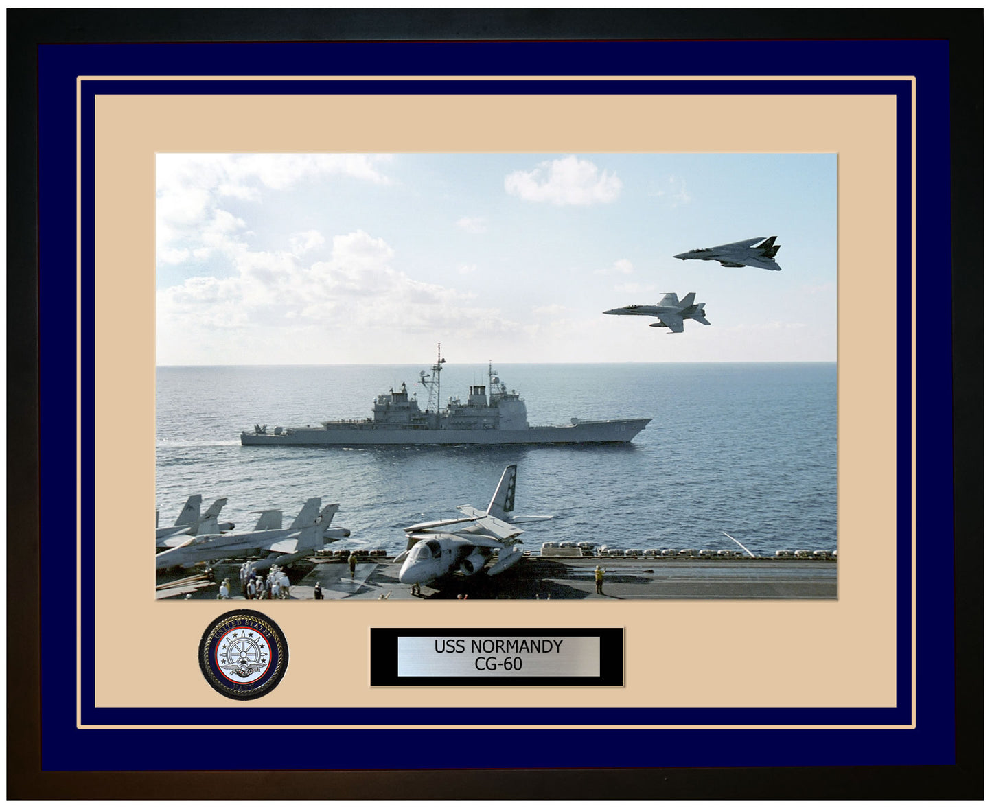 USS NORMANDY CG-60 Framed Navy Ship Photo Blue