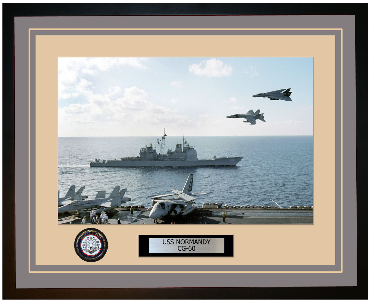 USS NORMANDY CG-60 Framed Navy Ship Photo Grey