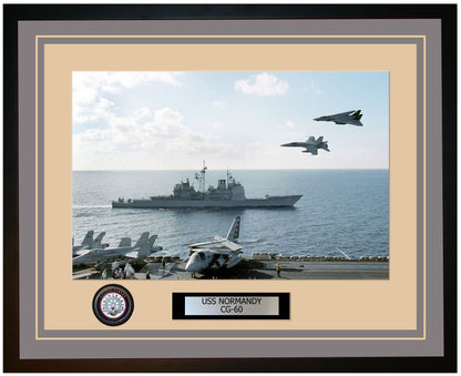 USS NORMANDY CG-60 Framed Navy Ship Photo Grey