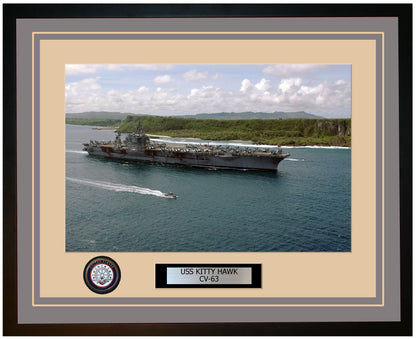 USS KITTY HAWK CV-63 Framed Navy Ship Photo Grey