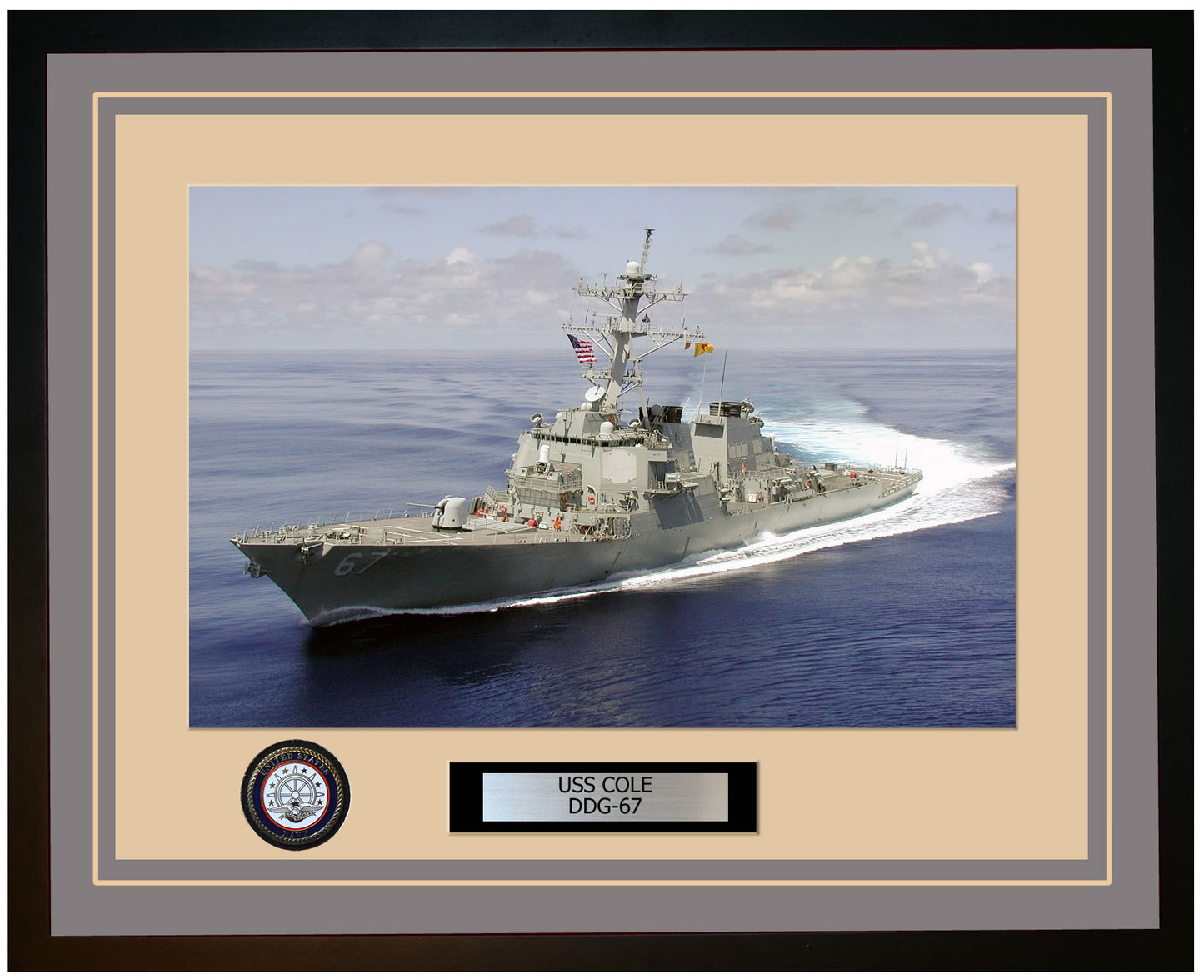 USS COLE DDG-67 Framed Navy Ship Photo Grey