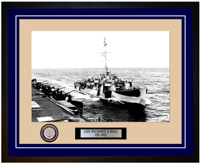 USS Richard S Bull DE-402 Framed Navy Ship Photo Blue