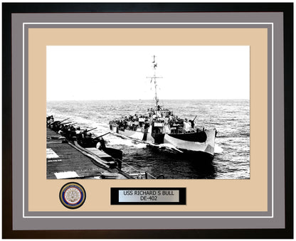 USS Richard S Bull DE-402 Framed Navy Ship Photo Grey