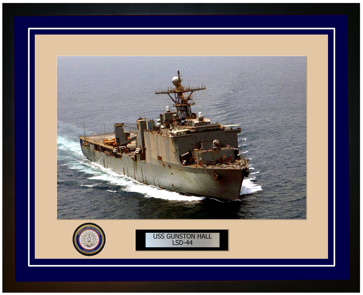 USS Gunston Hall LSD-44 Framed Navy Ship Photo Blue