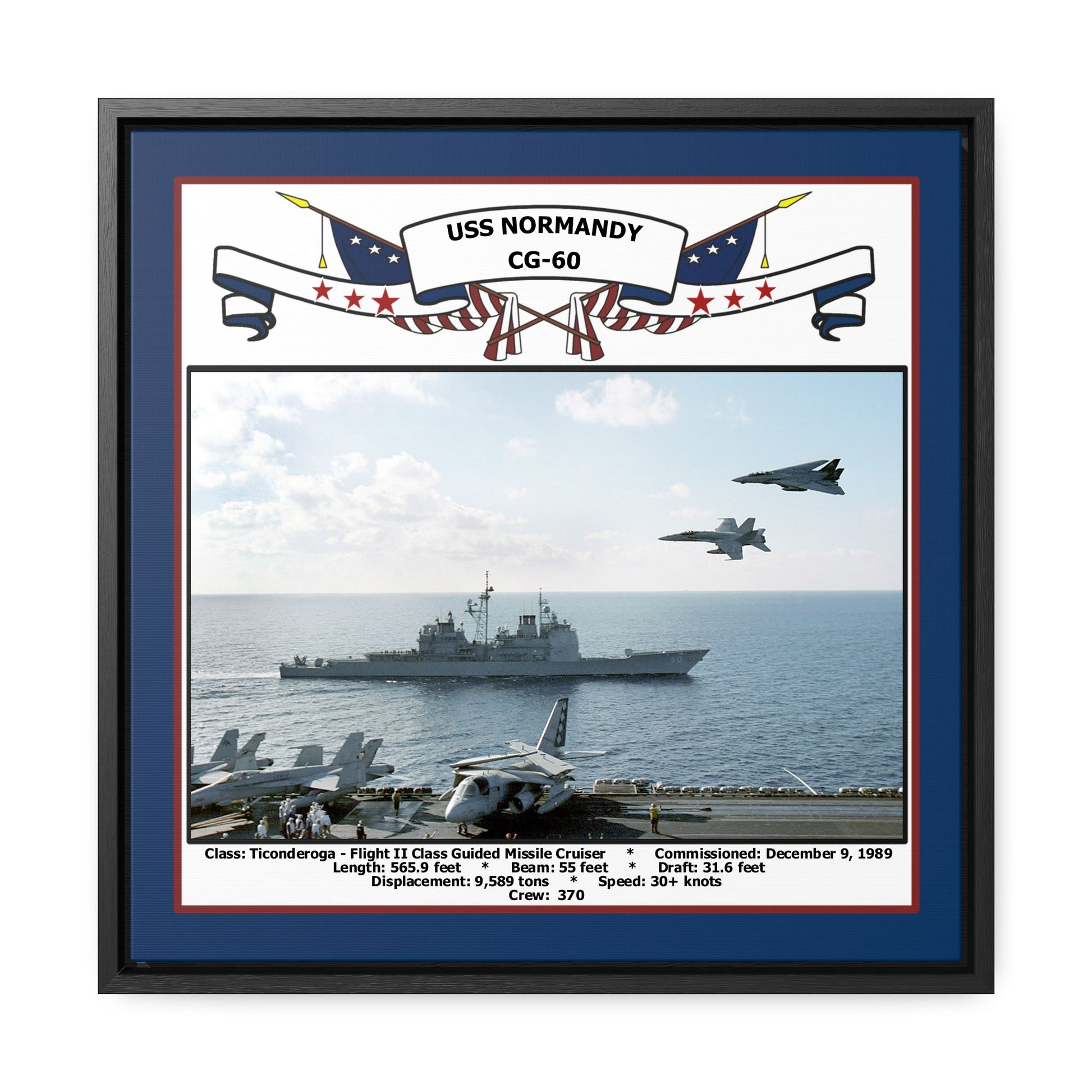 USS Normandy CG-60 Navy Floating Frame Photo Front View