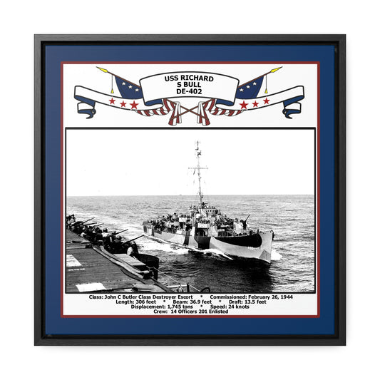 USS Richard S Bull DE-402 Navy Floating Frame Photo Front View