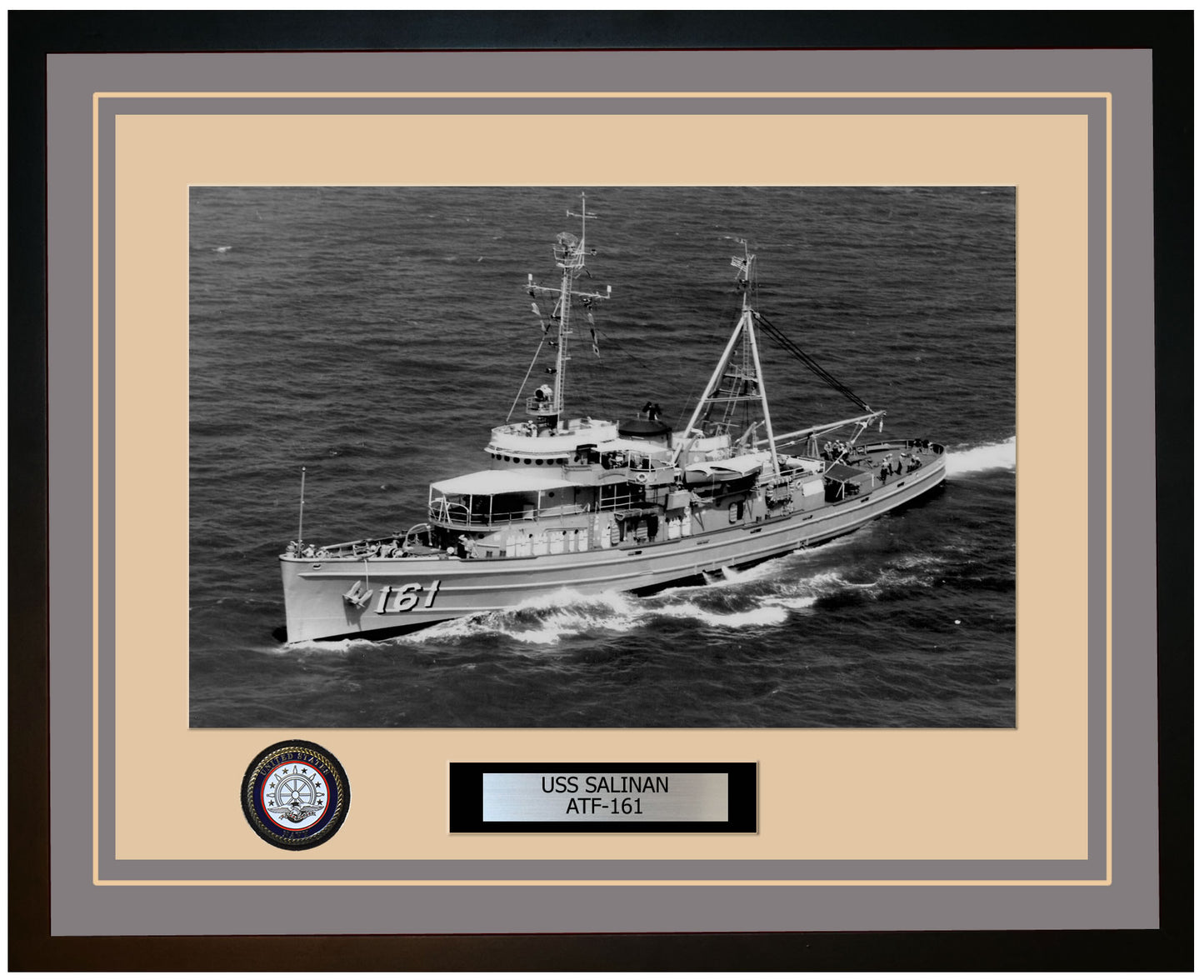 USS SALINAN ATF-161 Framed Navy Ship Photo Grey