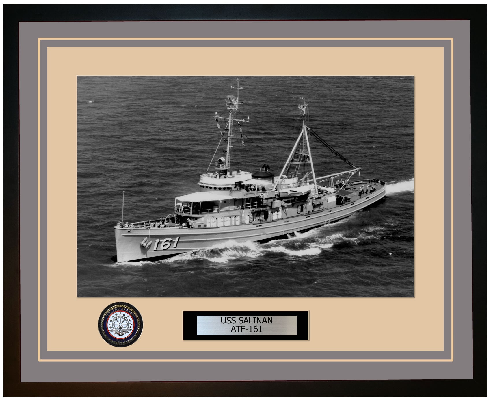 USS SALINAN ATF-161 Framed Navy Ship Photo Grey