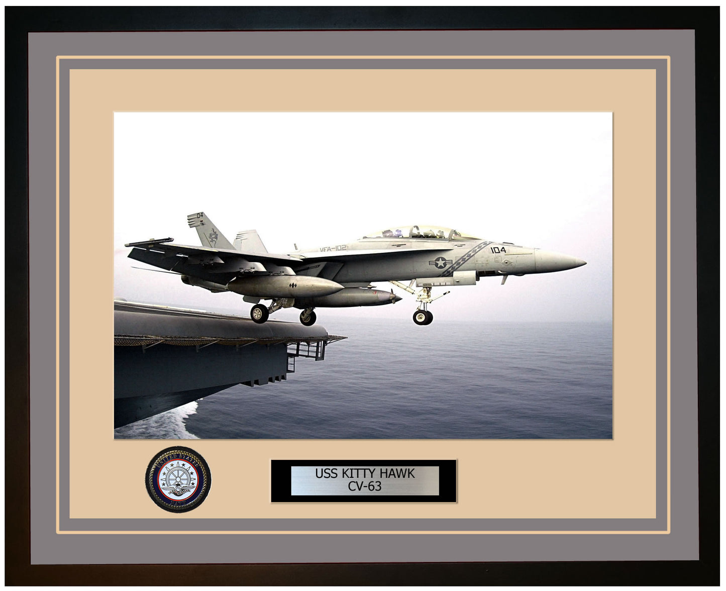 USS KITTY HAWK CV-63 Framed Navy Ship Photo Grey