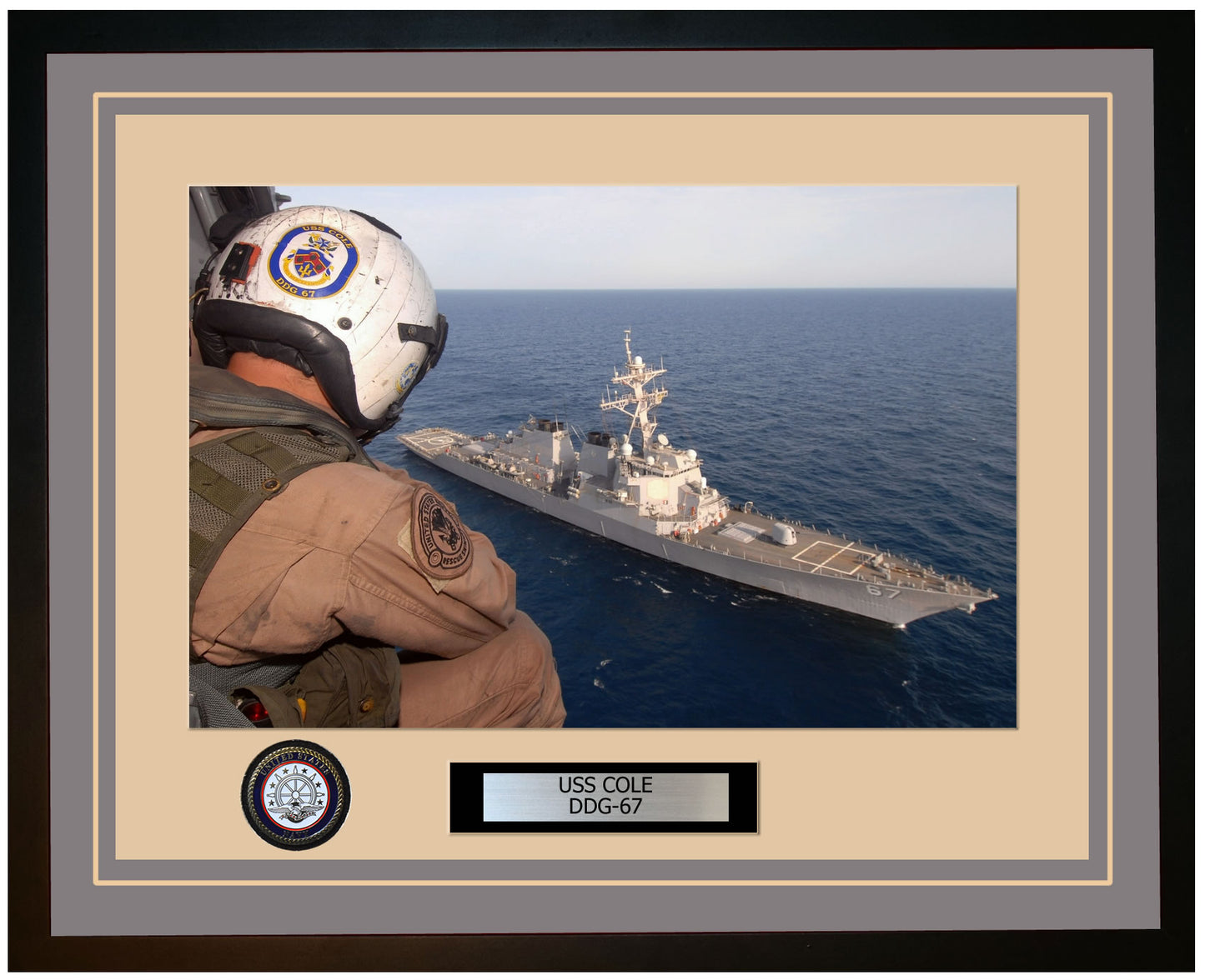 USS COLE DDG-67 Framed Navy Ship Photo Grey
