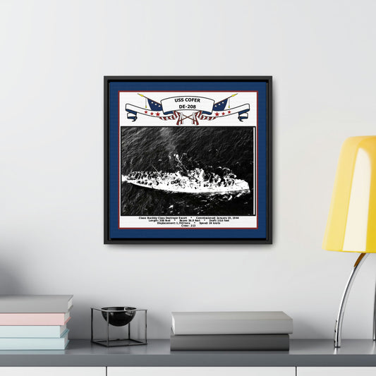USS Cofer DE-208 Navy Floating Frame Photo Desk View
