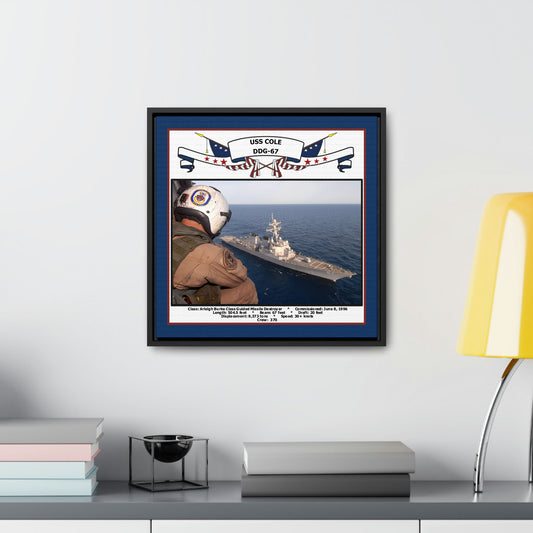 USS Cole DDG-67 Navy Floating Frame Photo Desk View