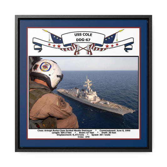USS Cole DDG-67 Navy Floating Frame Photo Front View