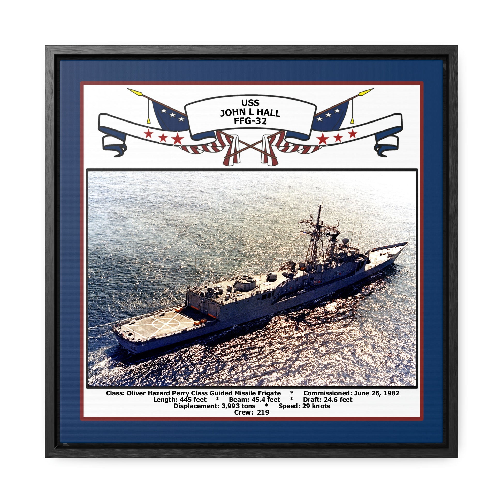 USS John L Hall FFG-32 Navy Floating Frame Photo Front View